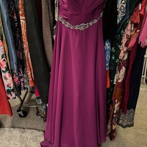 Alfred Angelo Magenta Gown with Silver Accents